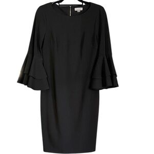 Calvin Klein Classic Little Black Dress w/ Bell Sleeve Size 8
